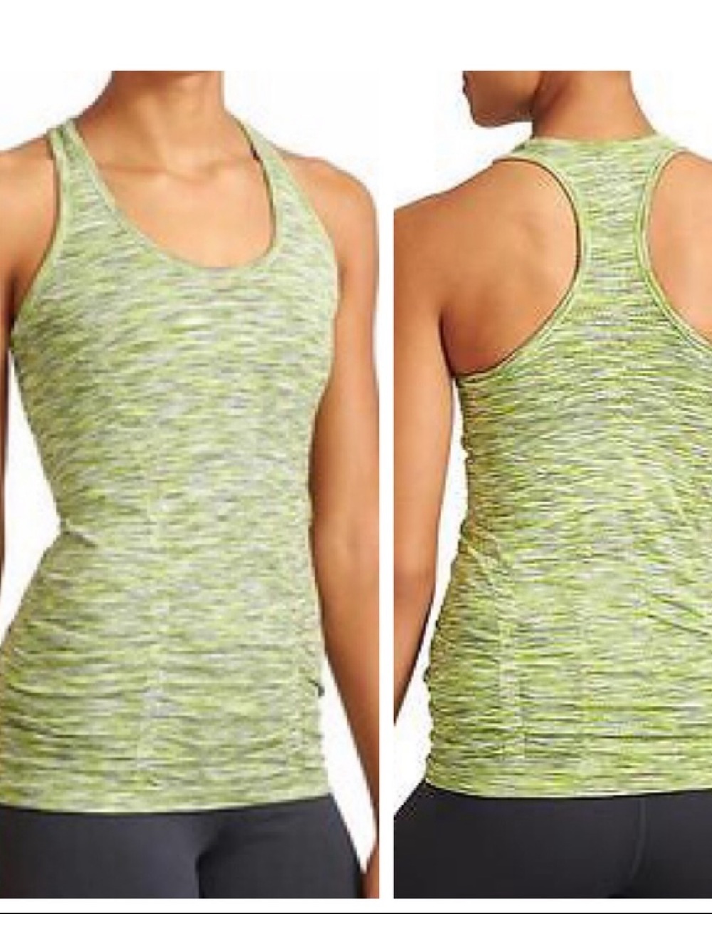 Athleta Fast Track Space-Dye Racerback Tank Top in Green and Gray Size Small